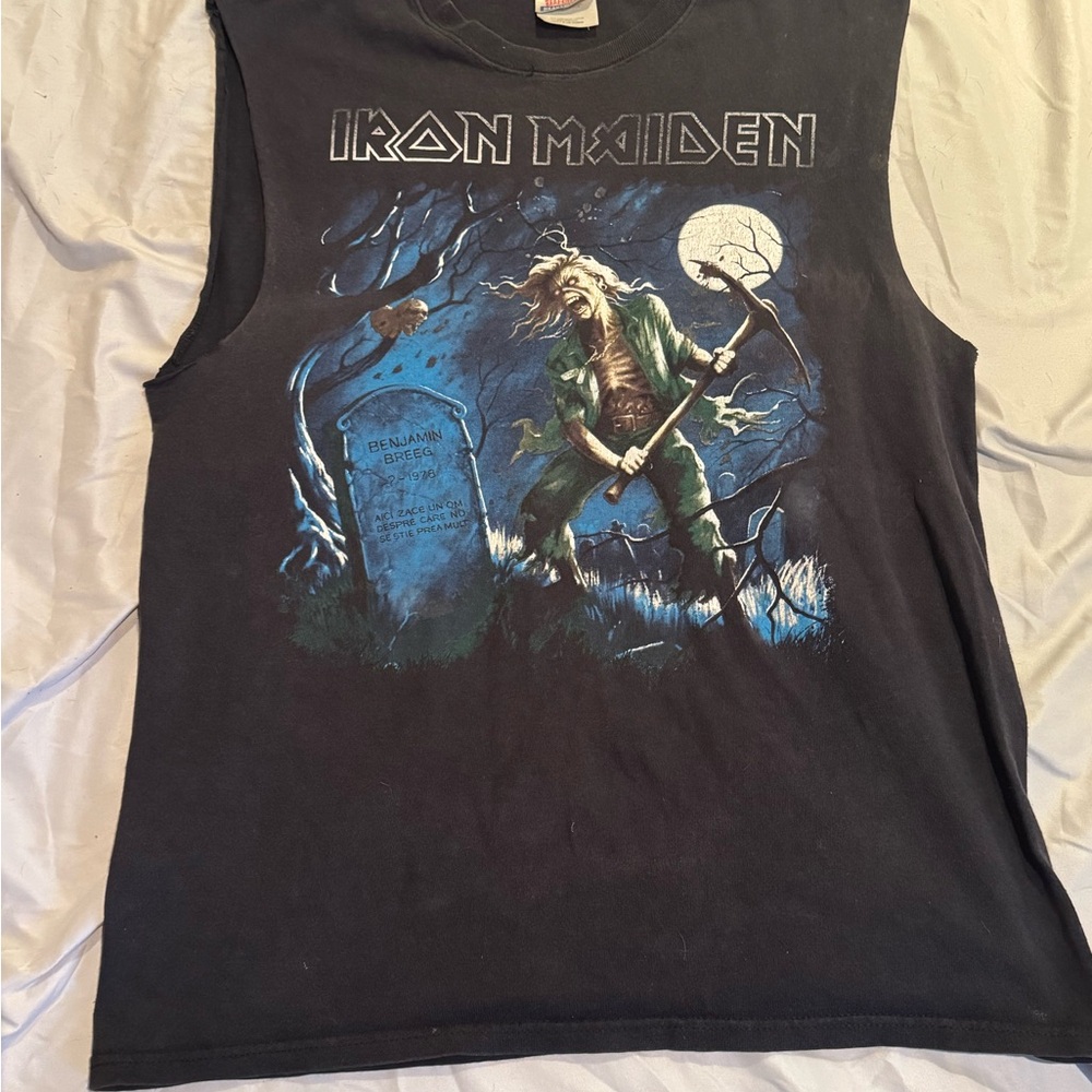 Iron Maiden Sleeveless Black Graphic Tee